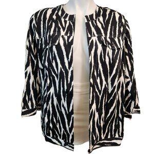 ❤️ 4/$20 Alfred Dunner sports jacket blazer Women 16W Zebra black white pockets